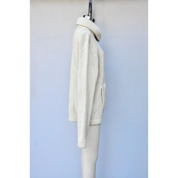 Vintage Chunky Wool Sweater Zip Up Cardigan Fisherman Icelandic Unisex M L - Picture 4 of 10